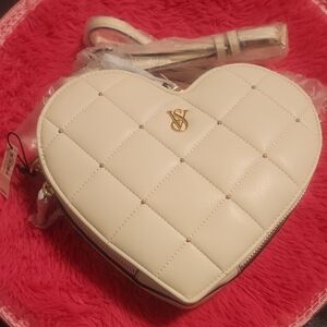 Heart-Shaped Cream Quilted Bag
